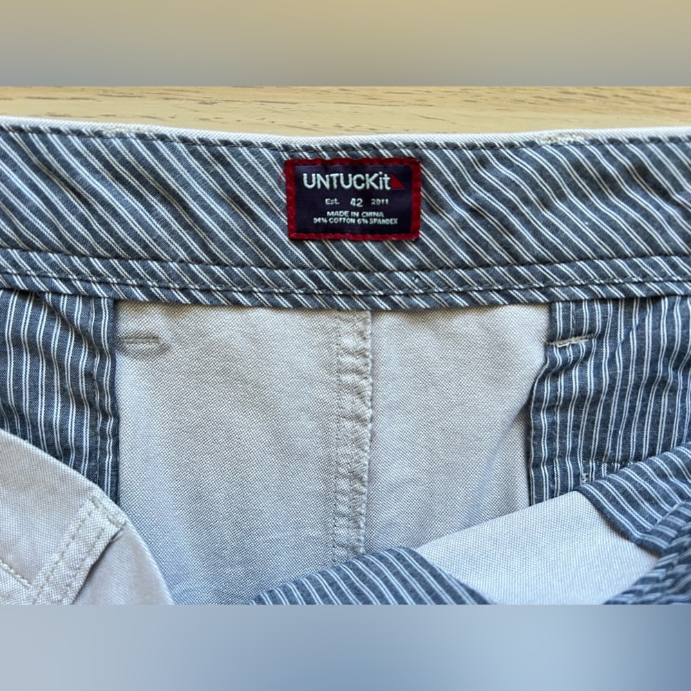 UNTUCKit Stretch Chino Shorts Men Size 42 Gray 9” Inseam Cotton Elastane - Picture 4 of 13